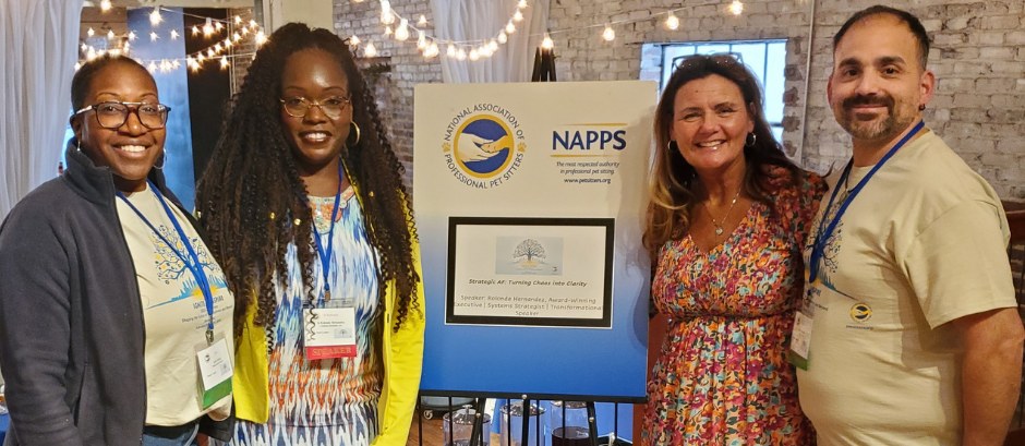 Attendees with Rolonda Hernandez at the 2026 NAPPS Conference in front of the Strategic AF keynote poster